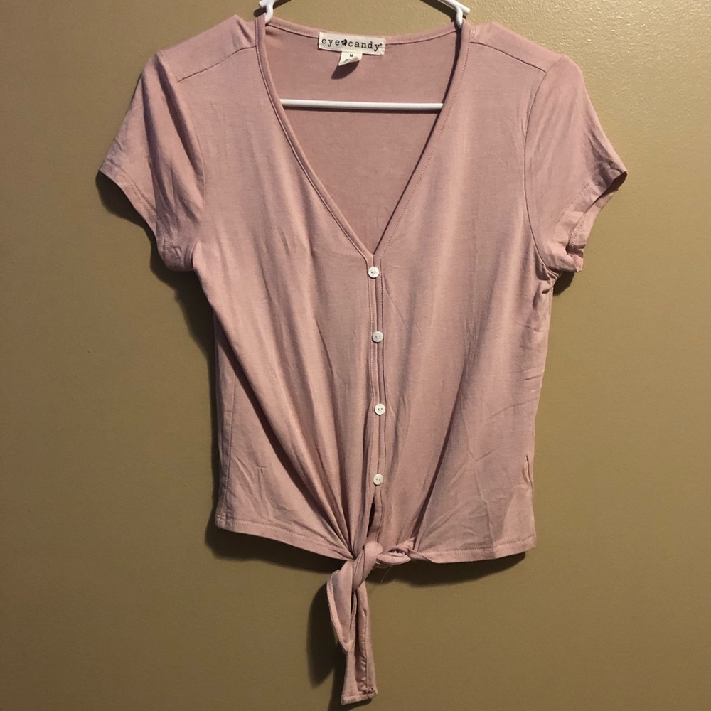 Pink shirt with front tie
